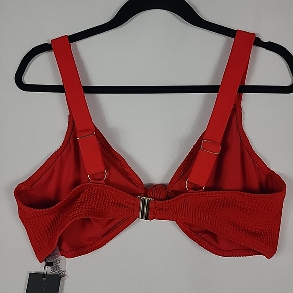 NWT South Beach Curve Knot Front Bikini Top Red Swimwear Sz US 16 - Picture 6 of 8